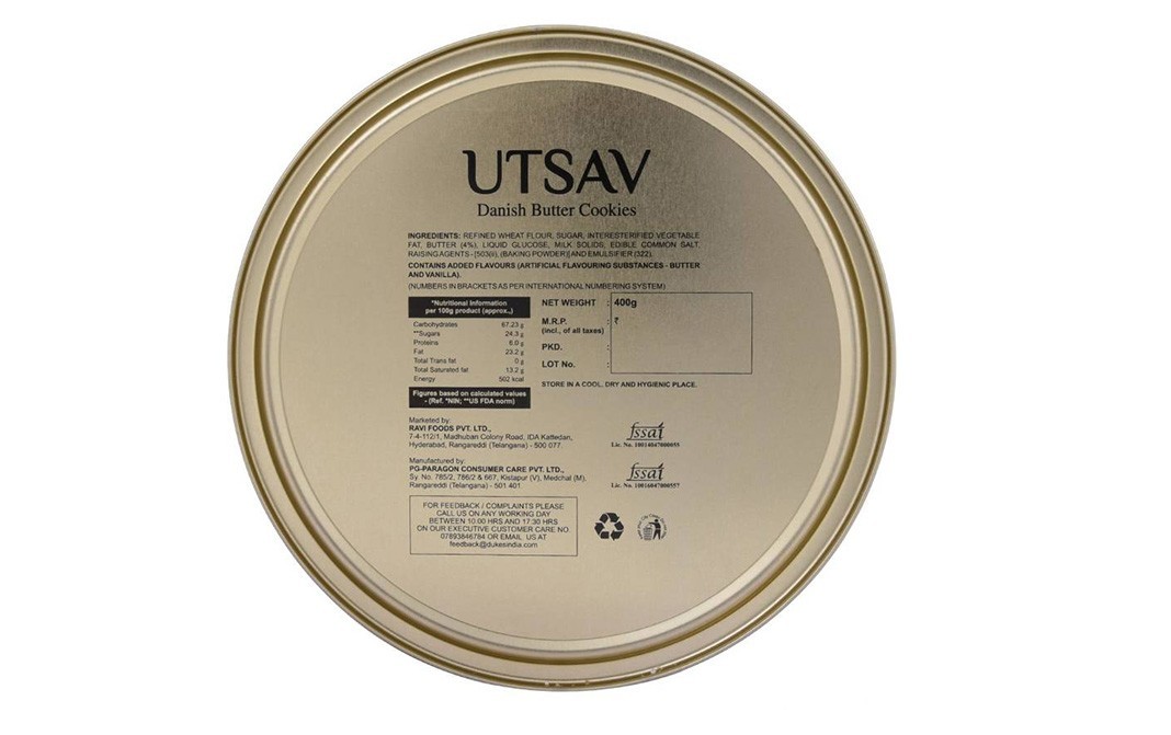Dukes Utsav Danish Butter Cookies   Tin  400 grams